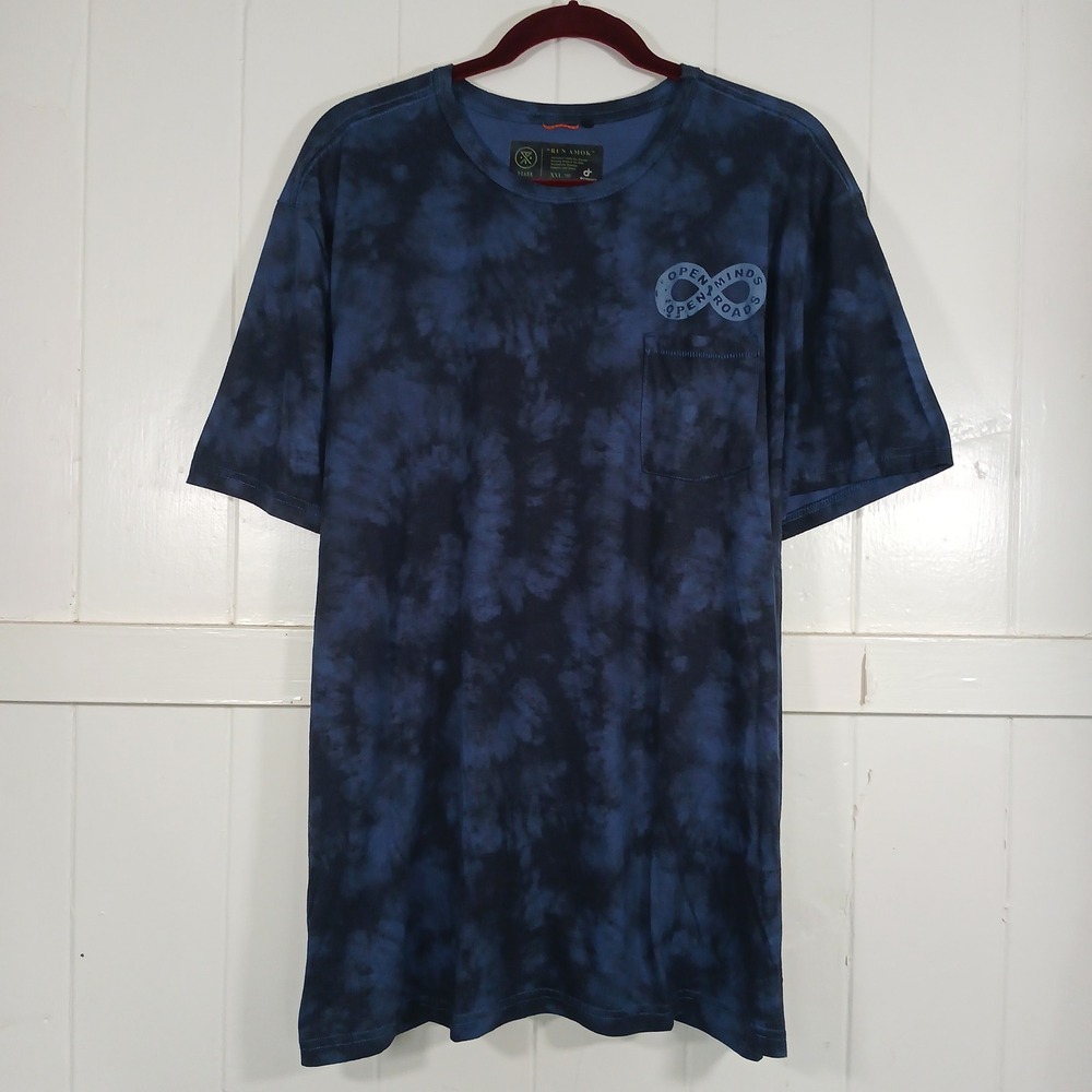 Roark Run Amok T-Shirt Mens XXL Blue Tie Dye Graphic Drirelease RK365